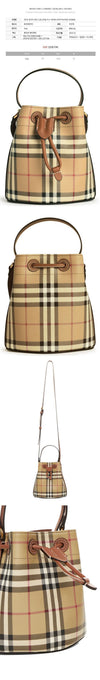 BURBERRY Vintage Check Drawstring Mini Bucket Bag in Braeburn Brown 8100486 151198537 [P]