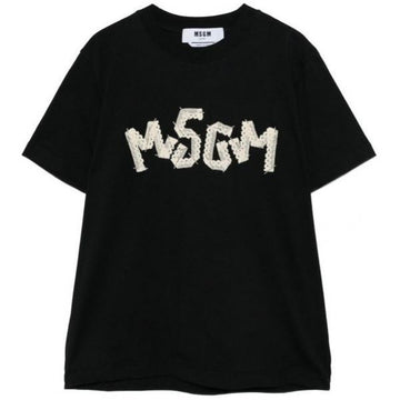 MSGM Spitzenlogo T-Shirt mit kurzen Ärmeln 157808323
