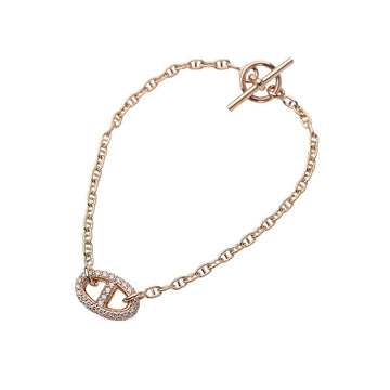 Hermes Chandal Diamond Bracelet SH Rose Gold Blue Stone 37389 157821990