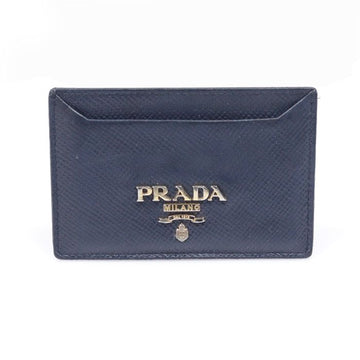 Prada Saffiano Leather Card Holder with Gold Lettering Navy 1MC208 157828925