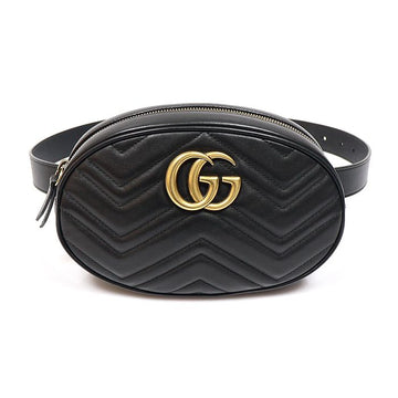 Gucci Black Matelassé Chevron Gold GG Marmont Belt Bag 491294 157831316