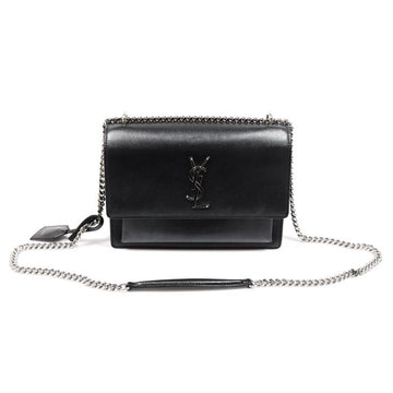SAINT LAURENT Schwarze Kalbsleder Kettentasche Sunset Medium 442906 157831331