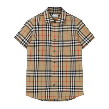 BURBERRY KIDS 26SS Sandbeige Karo Kurzarmhemd 157831348