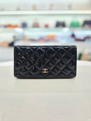 CHANEL Classic Patent Leather Dark Khaki Flap Long Wallet A31509 157831852