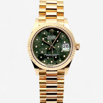 Rolex Olive Green Floral Motif 278278 Original Diamond Datejust 31 Medium Women's Gold Watch 157831884
