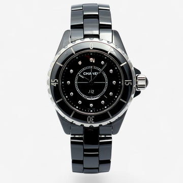 CHANEL J12 Watch Black Ceramic Original Diamond 33mm Medium H1625 Women's Watch 2010s 157831985