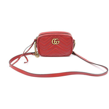 GUCCI Rot Matelassé Chevron GG Marmont Gold Mini Crossbody Bag 157832429