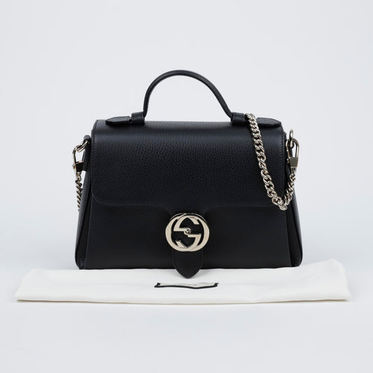 GUCCI レザー トップハンドル チェーン ショルダーバッグ ブラック 157520896 [P]