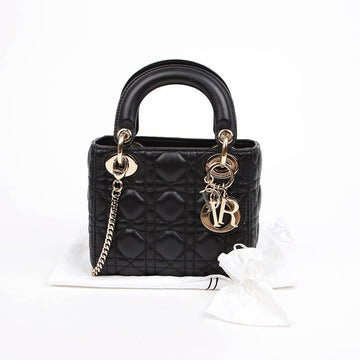 DIOR Mini Lady Tasche Schwarz mit goldfarbenen Details 157408466