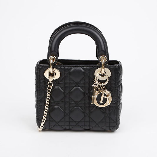 DIOR Mini Lady Tasche Schwarz mit goldfarbenen Details 157408466