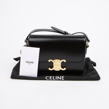 CELINE Shiny Kalfskin Schultertasche Schwarz 157521765