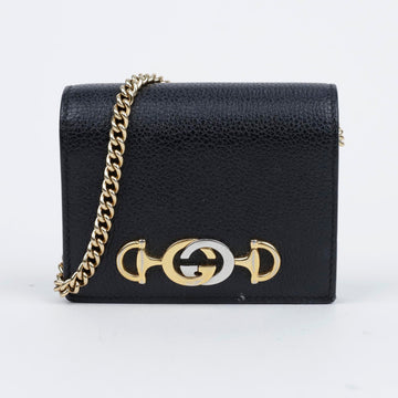 GUCCI Lederkette Kartenhalter Schwarz 157593693