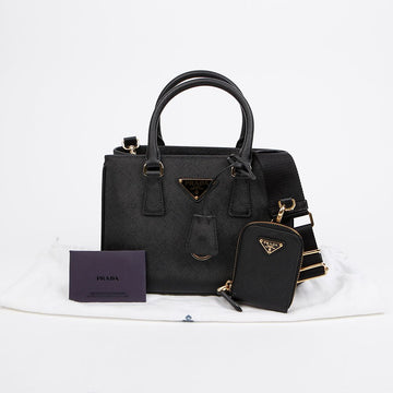 Prada Mini Saffiano Leather Galleria Tote Shoulder Bag Black 157522143
