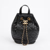 CHANEL Top Handle Chain Bucket Backpack Black Gold 157522438 [P]