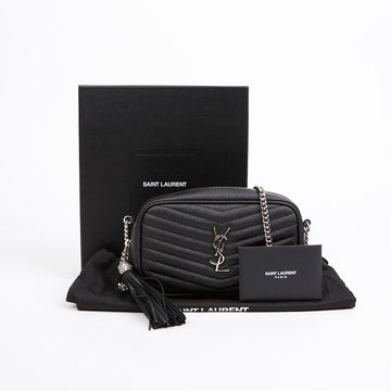 Saint Laurent Mini Leather Chain Shoulder Bag Black Silver 157522948