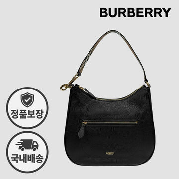 BURBERRY Hobo Schultertasche aus genarbtem Leder Schwarz 81046821 144725840