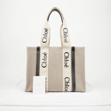 CHLOE ウッディ ミディアム トートバッグ ホワイト ブルー 157523289