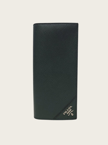 PRADA Smaragdgrüner Metalllogo Saffiano-Leder Geldbeutel 157832894