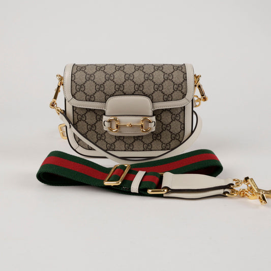 GUCCI Horsebit 1955 Mini Schultertasche Weiß 157315485