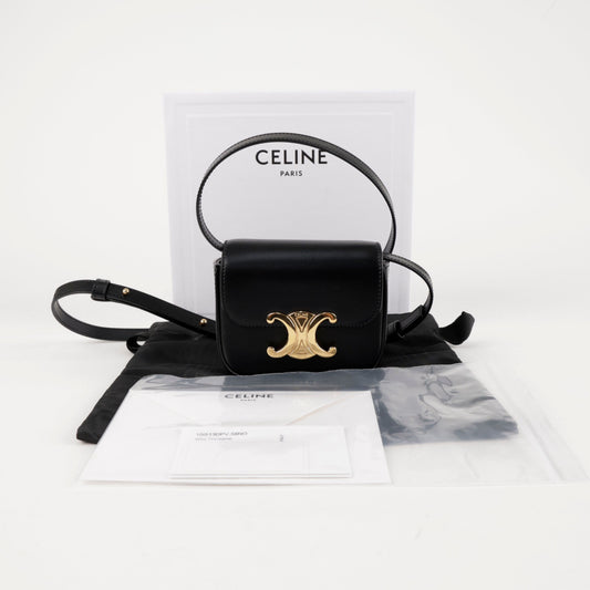 CELINE Mini Claude Shiny Kalbsleder Schwarz 157521404
