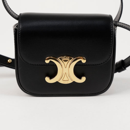 CELINE Mini Claude Shiny Kalbsleder Schwarz 157521404