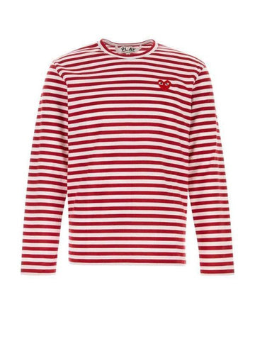 COMME DES GARCONS Rotes Herz Aufnäher Streifen Longsleeve 156799106