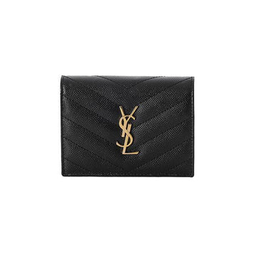 Saint Laurent Wallet Monogram Matelassé Gold Small Women Card Holder 149289568
