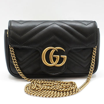 GUCCI 476433 GG Marmont Black Matelassé Super Mini Crossbody 157865396