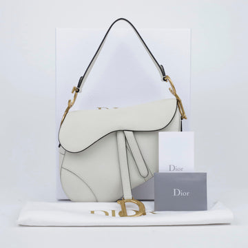 DIOR Saddle Leder Schultertasche Cream 157522491