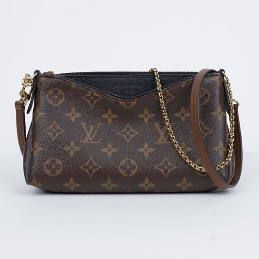 LOUIS VUITTON Monogram Canvas Clutch Crossbody Tasche Schwarz 157549591
