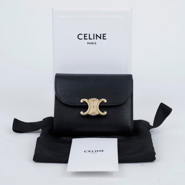 Celine Small Triomphe Shiny Calfskin Wallet Black 157549999