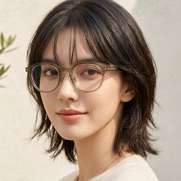 TOM FORD Blaulichtfilter Brillenfassung TF6011KB 045 klar braun transparent acetat asiatische Passform rund 138161223 [P]