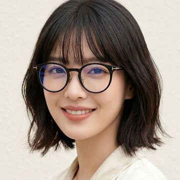 TOM FORD Bluelight-blockierende Brille TF5996KB 001 Luxus Runde Schwarz Hornrand Asian Fit 120813710 [P]