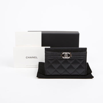 CHANEL Boy Card Wallet Slot Shining Silver Full Set Gift 157547815