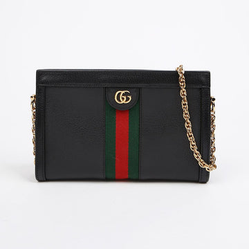GUCCI Ophidia GG Kleine Leder Schultertasche Schwarz 157688571