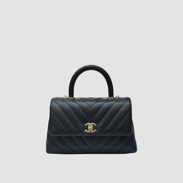 CHANEL Coco Handle Chevron Small Gold 29 Series A92990 157867869