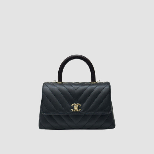 CHANEL Coco Handle Chevron Small Gold 29 157867869