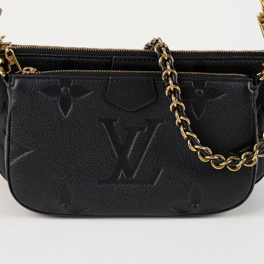 LOUIS VUITTON Multi-Pochette Accessoires Monogramme Empreinte Leder Schultertasche Schwarz 157550424