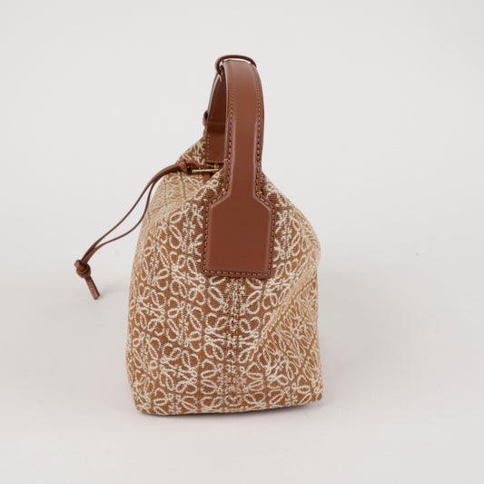 LOEWE Jacquard Leder Klein Cubi Schultertasche Braun 157592785