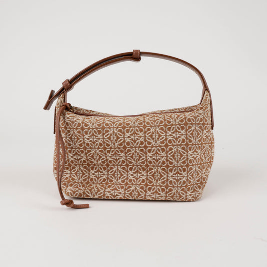 LOEWE Jacquard Leder Klein Cubi Schultertasche Braun 157592785