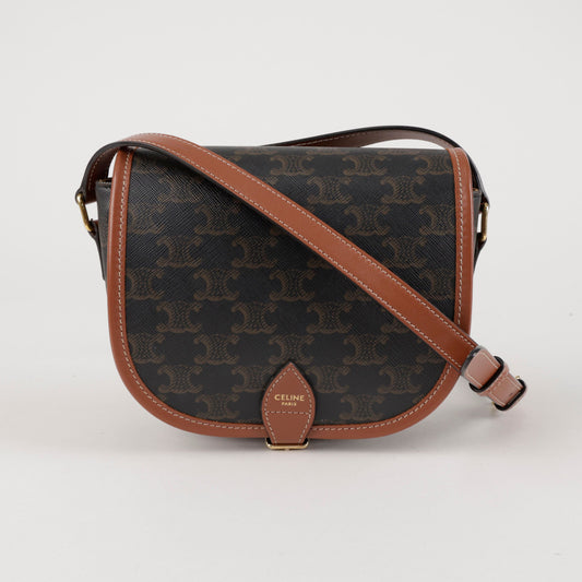 CELINE Triofe Canvas Medium Polko Bag Tan 157640345