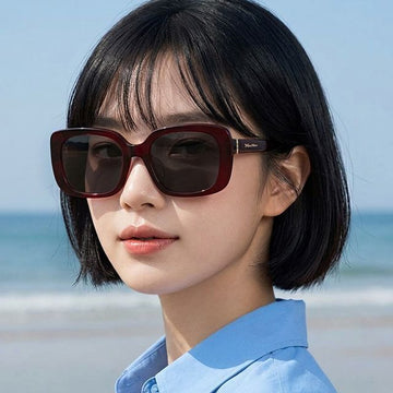 MAXMARA Sonnenbrille MM0155 K 69A Luxus Quadrat Dunkelrot Unisex 157869795