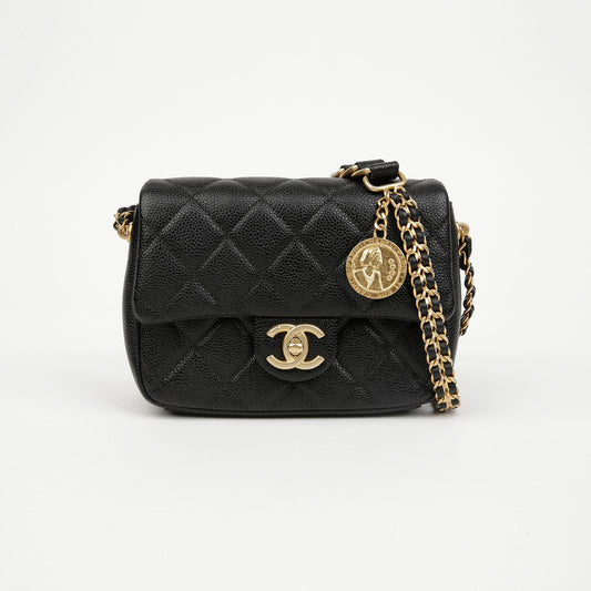CHANEL Mini Flap Schultertasche mit Caviar CC-Logo AS2482 157548368