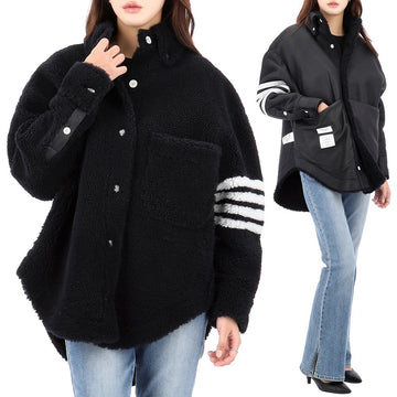 THOM BROWNE Oversized Hemdjacke aus Lammfell 157871159