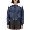 SELF-PORTRAIT Strickkragen Jeansjacke RS25818JBL BLAU 157871164 [P]