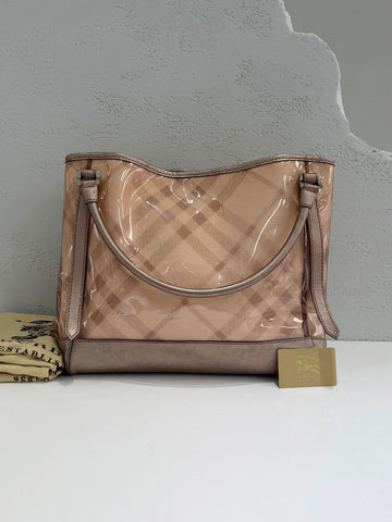 BURBERRY Supernova Check PVC Tote Bag in Pink 157871315