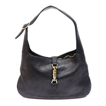 GUCCI Schwarze GG Sima Leder Jackie Hobo Schultertasche 137335 157892606 [P]