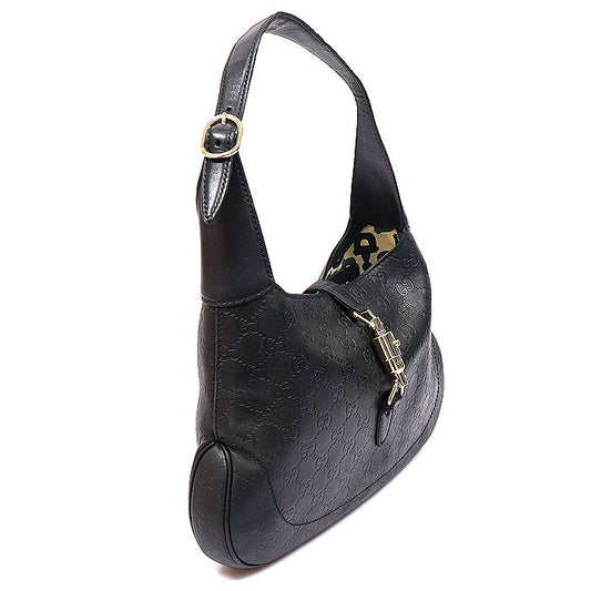 GUCCI Schwarze GG Sima Leder Jackie Hobo Schultertasche 137335 157892606 [P]