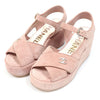 CHANEL Wedgesandalen aus hellrosa Wildleder mit CC-Logo 37 157893330 [P]