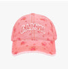Ganni Washed Flower Print Logo Embroidered Ball Cap 157225010 [P]